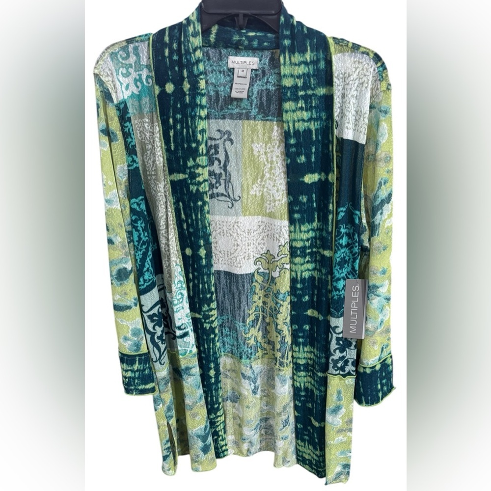 NWT MULTIPLES womens Three Quarters Sleeves Shawl Collar Open cardigan